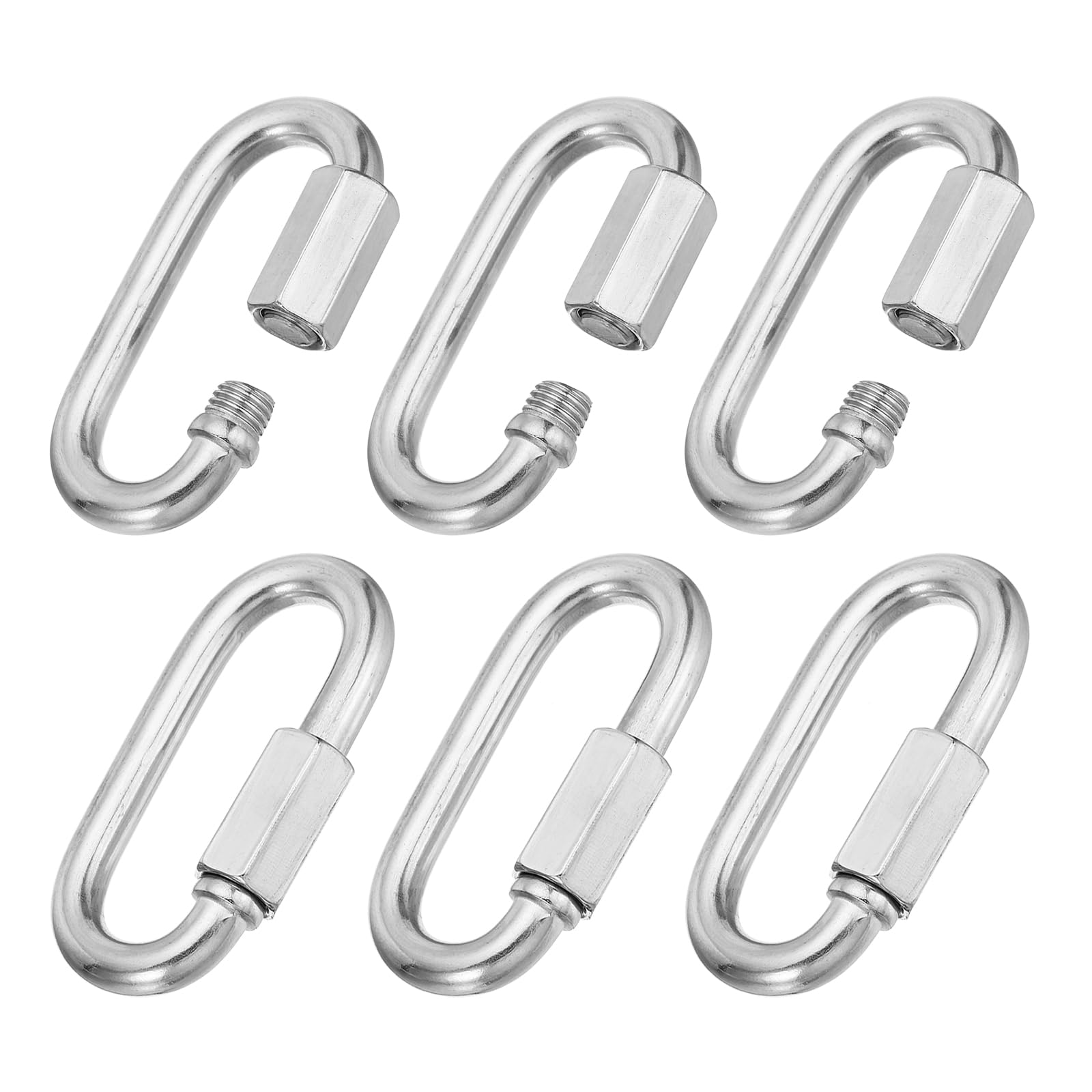 PATIKIL 8mm Chain Quick Links, 6 Pack Chain Connector Screw Locking Clips Hook Oval D Ring for Chandelier Backpack Tent, 304 Stainless Steel 1521 Lbs Silver