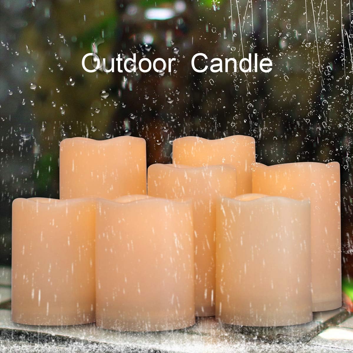 Flameless Candles, Led Candles ,Battery Operated Candles Electric Set of 7(H 4"4"4"5"5"6"6" x D 3") Ivory Resin Candles with Remote Timer Waterproof Outdoor Indoor Candles(Made of Plastic): Home & Kitchen