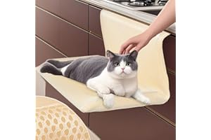 Hanging Cat Bed for Bedside Fence, Foldable Indoor Breathable Cat Hammock for Window, Detachable Cats Bed with Mesh for Sleep