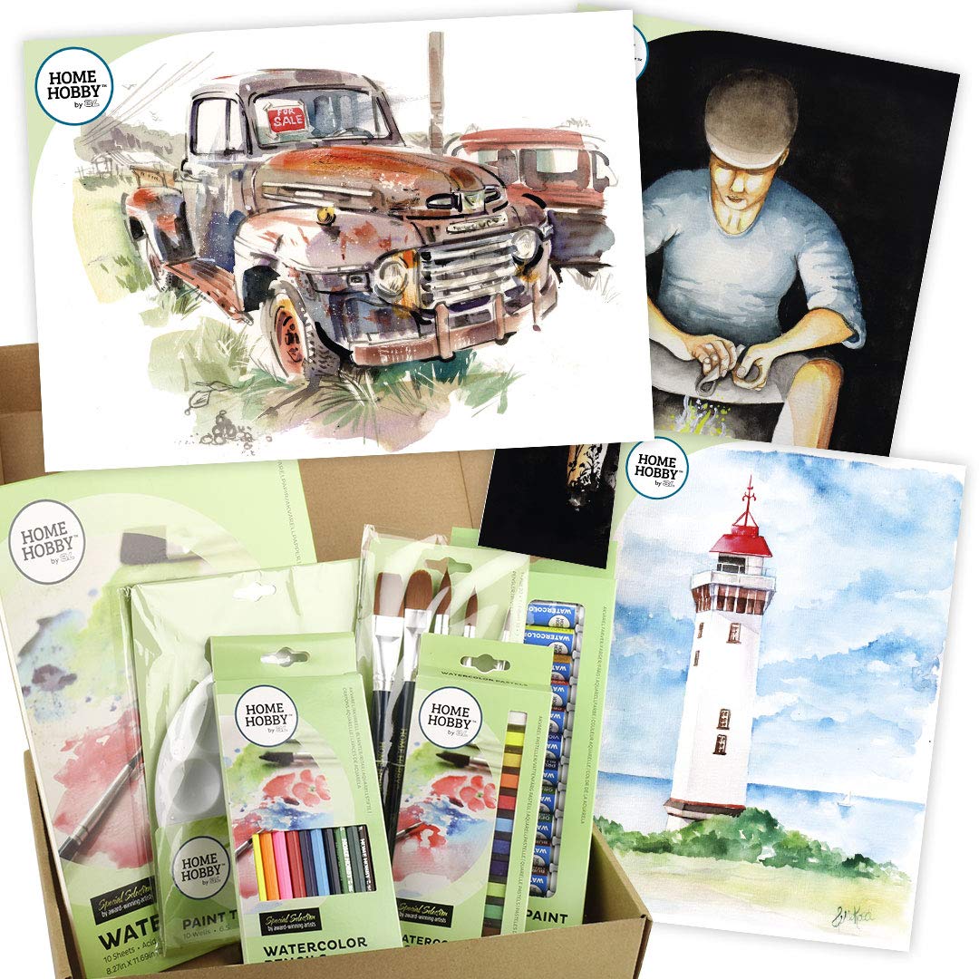 HomeHobby by 3L Watercolor Studio Kit Plus Rusty Truck by Gary Wing Advanced, Multiple (53 Pcs)