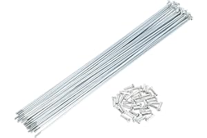 TUCKBOLD Bicycle Spokes Bike Wheel Spokes Silver Tone Nipple 1 Set 14G Carbon Steel Galvanized