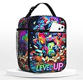 Euvazeni Kids Video Game Lunch Bag for Boys Insulated Game Lunch Box for Kids School Work Office Travel Picnic Lunchbox Reusable Waterproof Leakproof Portable Cooler Lunchbox