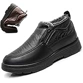 Mens Slip On Winter Shoes Warm Fur Lined Snow Boots Anti-Slip Outdoor Boots Work Walking Dad Loafers