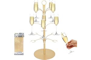 Cocktail Tree Stand for drinks,3 Tier 12 Holders Champagne Tower Wine Glasses Holder,Metal Drink Tower for Champagne Martini 