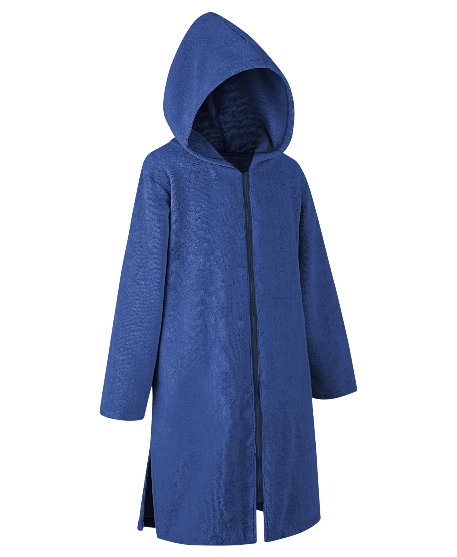 Photo 1 of Weecreeture Hooded Towel Poncho with Zipper and Pocket, Surf Poncho for Men and Women, Beach Bath Changing Robe Cover Up Navy XXL
