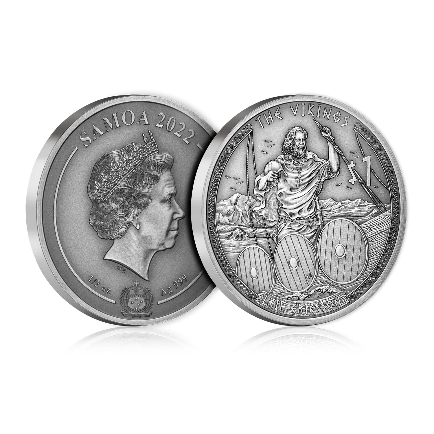 The Vikings Collection Limited Edition 0.5 oz Solid Silver Coin - Leif Eriksson