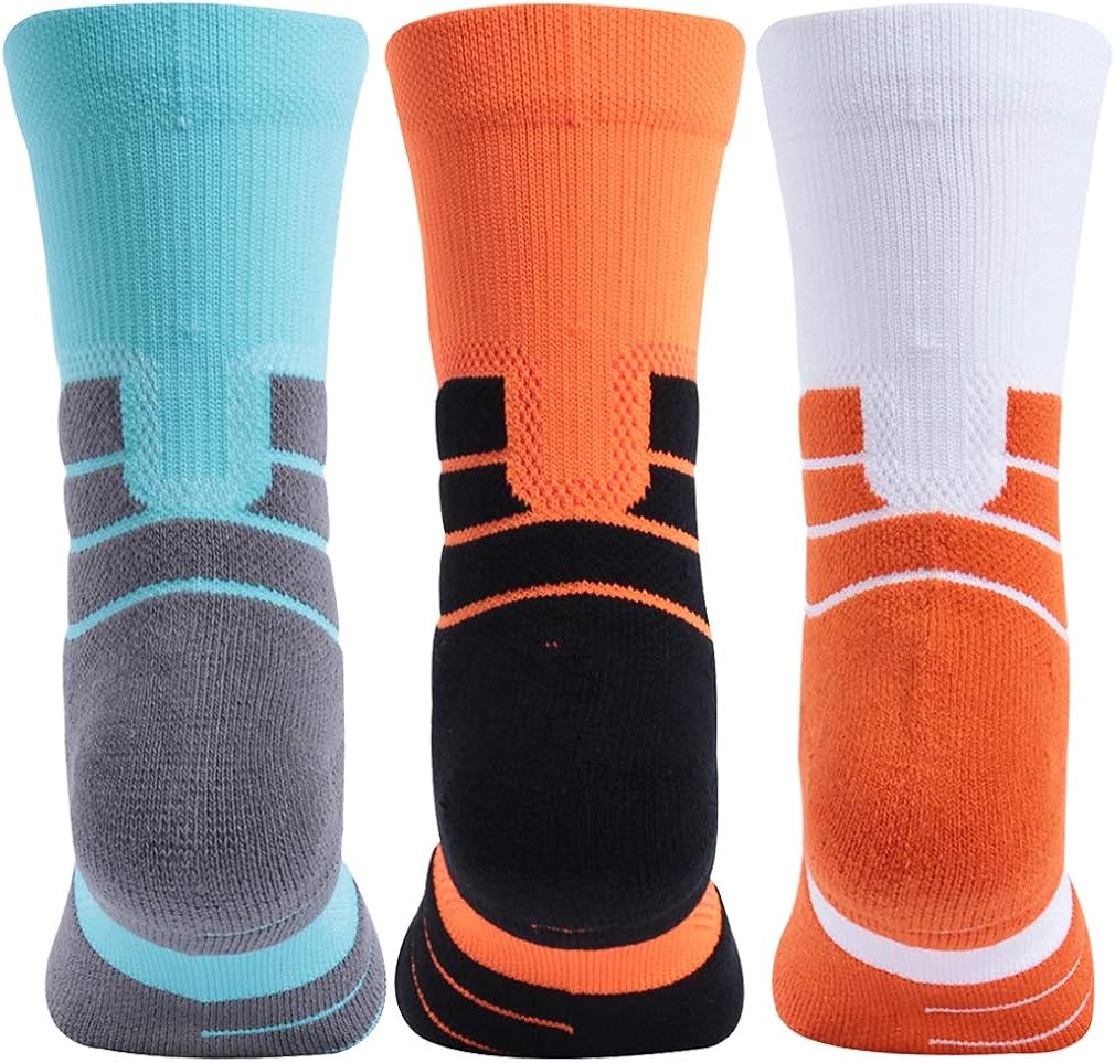 Cycling Socks for Boys Girls, Forcool Cushioned Spring Running Walking Sports Crew Socks, 1/3 Pairs: Clothing