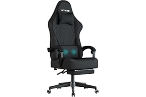 SITMOD Gaming Chair, Computer Chair with Footrest and Lumbar Support, Ergonomic Big and Tall Gaming Chair, Office Chair with Massage, 360 Degree Swivel Adjustable Height Suitable for Adults (BLACK)