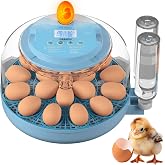 18 Egg Incubator with Automatic Rotation and Humidity Control, LED Display | Accurate Temperature Alarm Alerts You to a Drift, Dual Bottle System Keeps Moisture Steady for Hatching, 360 View Window