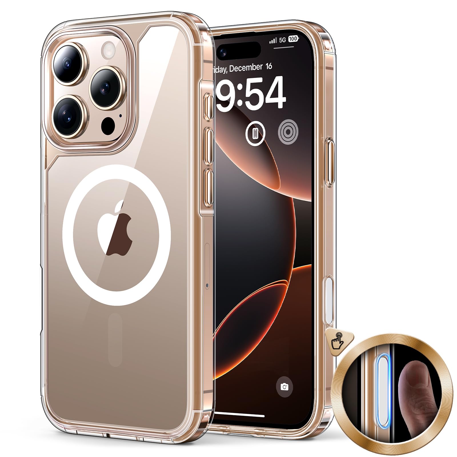TAURI for iPhone 16 Pro Max Case with Camera Control Capture Button, Compatible with MagSafe [Anti-Yellowing], Military-Grade Protection, Slim Magnetic Phone Case for iPhone 16 Pro Max 6.9", Clear