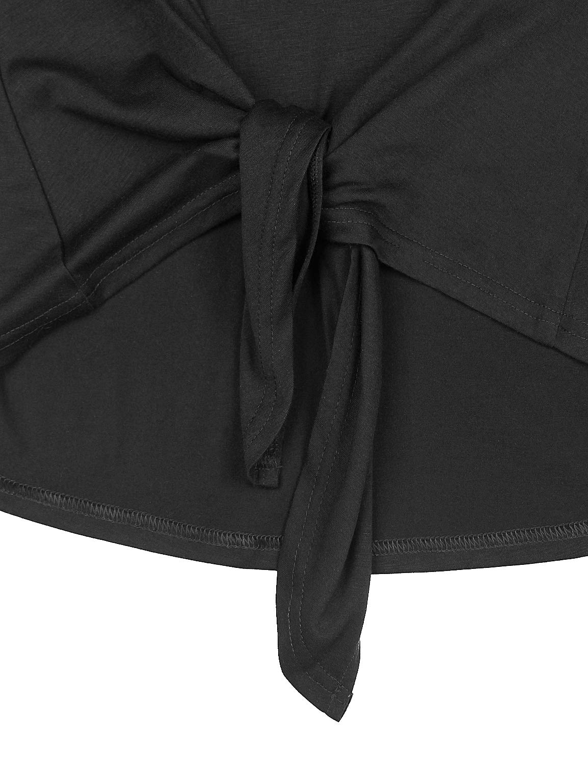 Blooming Jelly Womens Tie Front Shirt Short Sleeve T Shirts Color Block Pocket Casual Basic Tees Knit Tops(Medium, Black)