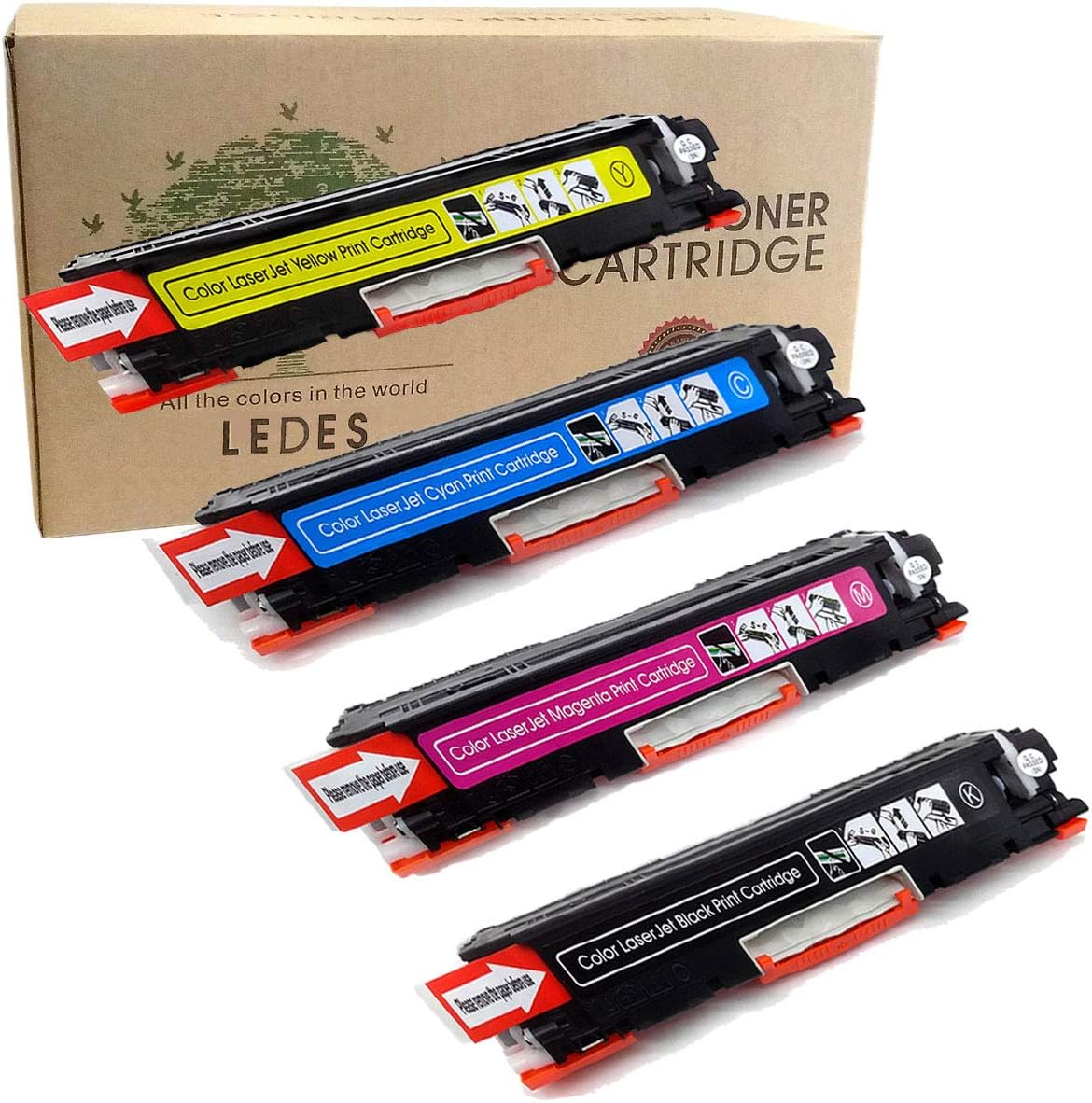 Ledes Replacement Toner Cartridge Replacement for HP 126A  ( Black, Cyan, Yellow, Magenta , 4 pk )