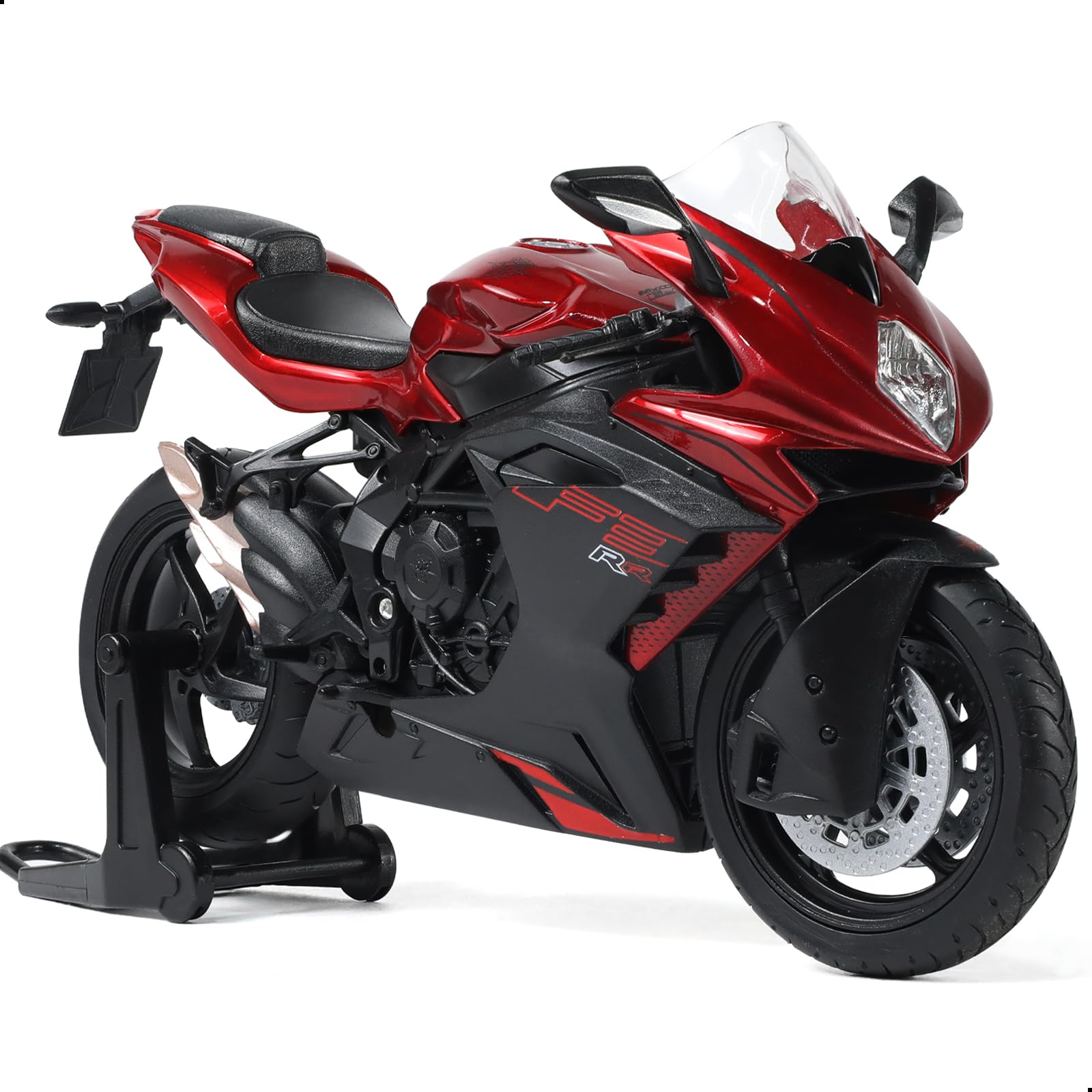 Risopen 1/12 Motorcycle Model Toy compatible for MV Agusta F3 RR, Alloy Die Cast Motorcycle Model No Assembly Required Mini Racing Moto Collection for Adult (Red)