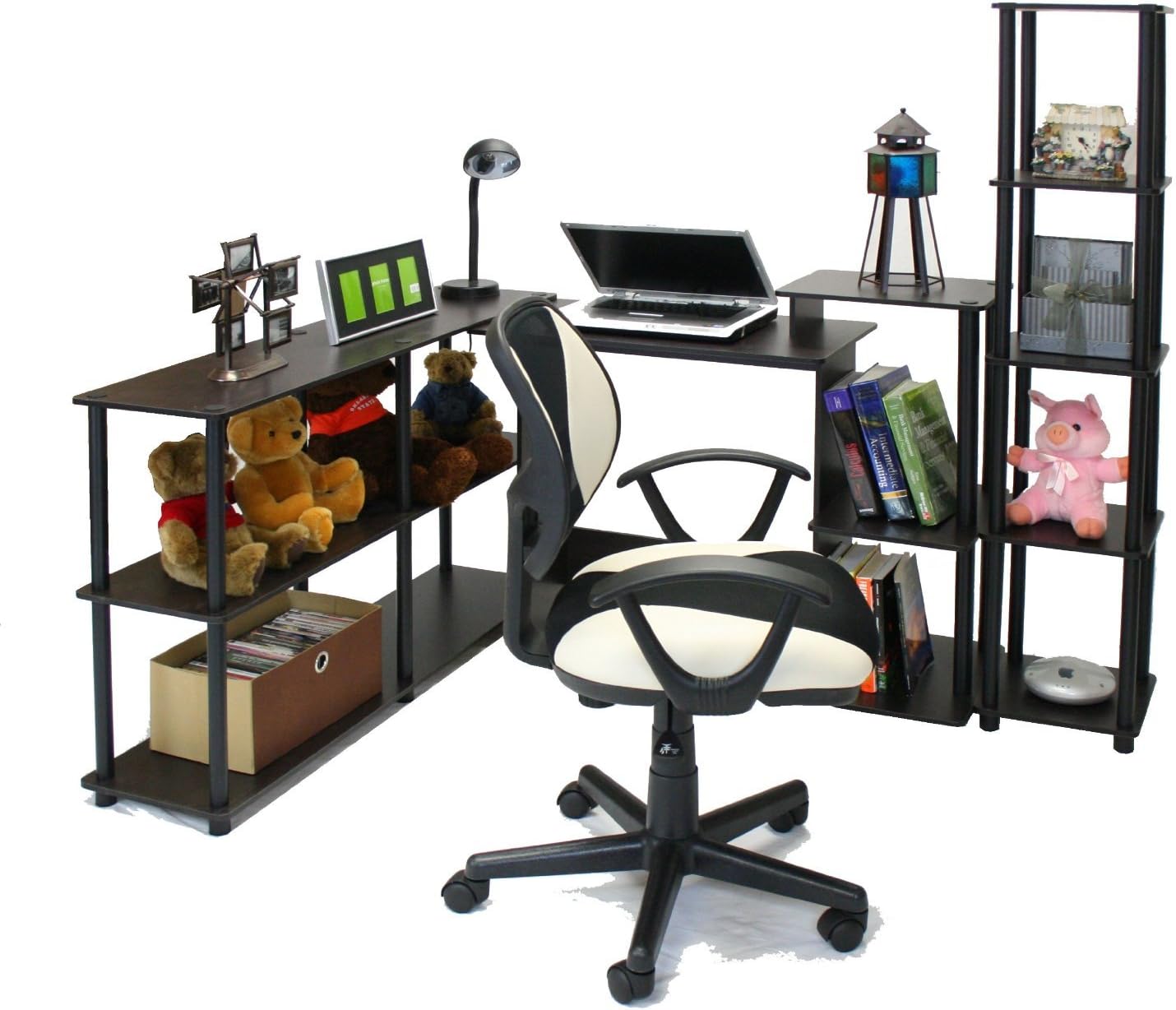 Furinno Efficient Home Laptop Notebook Computer Desk, Study Desk, Writing Desk, Black/Grey, 100.6 (W) x 85.3 (H) x 39.6 (D) cm - Image 4