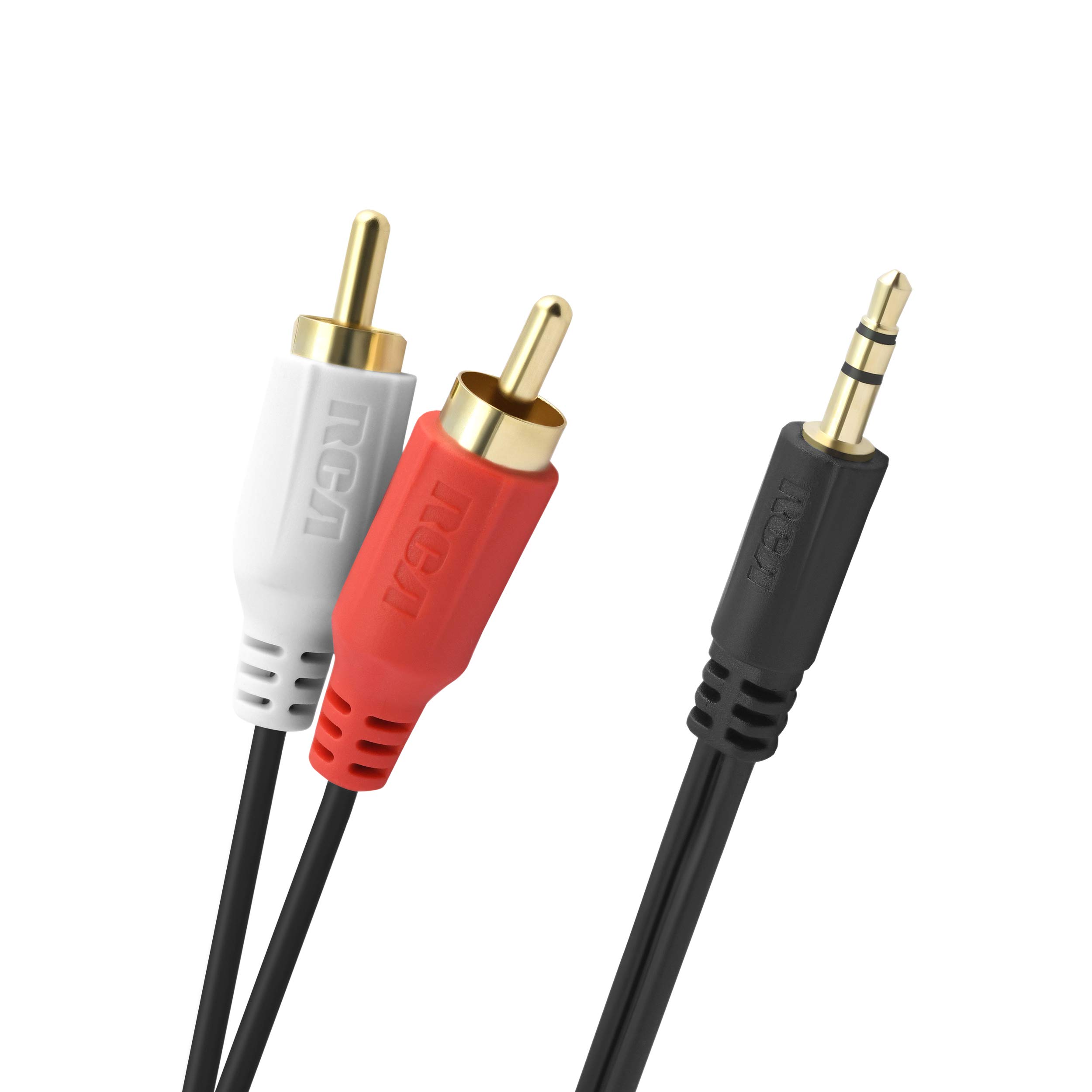 RCA Stereo Connection Cable (Audio Cable, Jack to RCA Male, 3.5 mm Jack to 2 x Cinch, Interference Audio Connection, Top Shielding) - 0.5 Metre Cable - Black