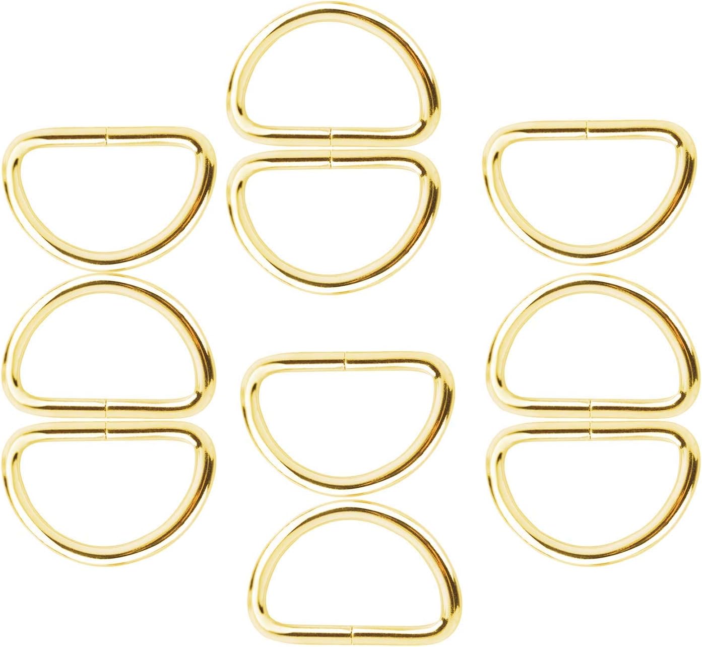WedDecor 25mm Gold Non Welded Metal D Ring Fasteners Buckle for Adjustable Fastening Webbing Strap Arts and Crafts