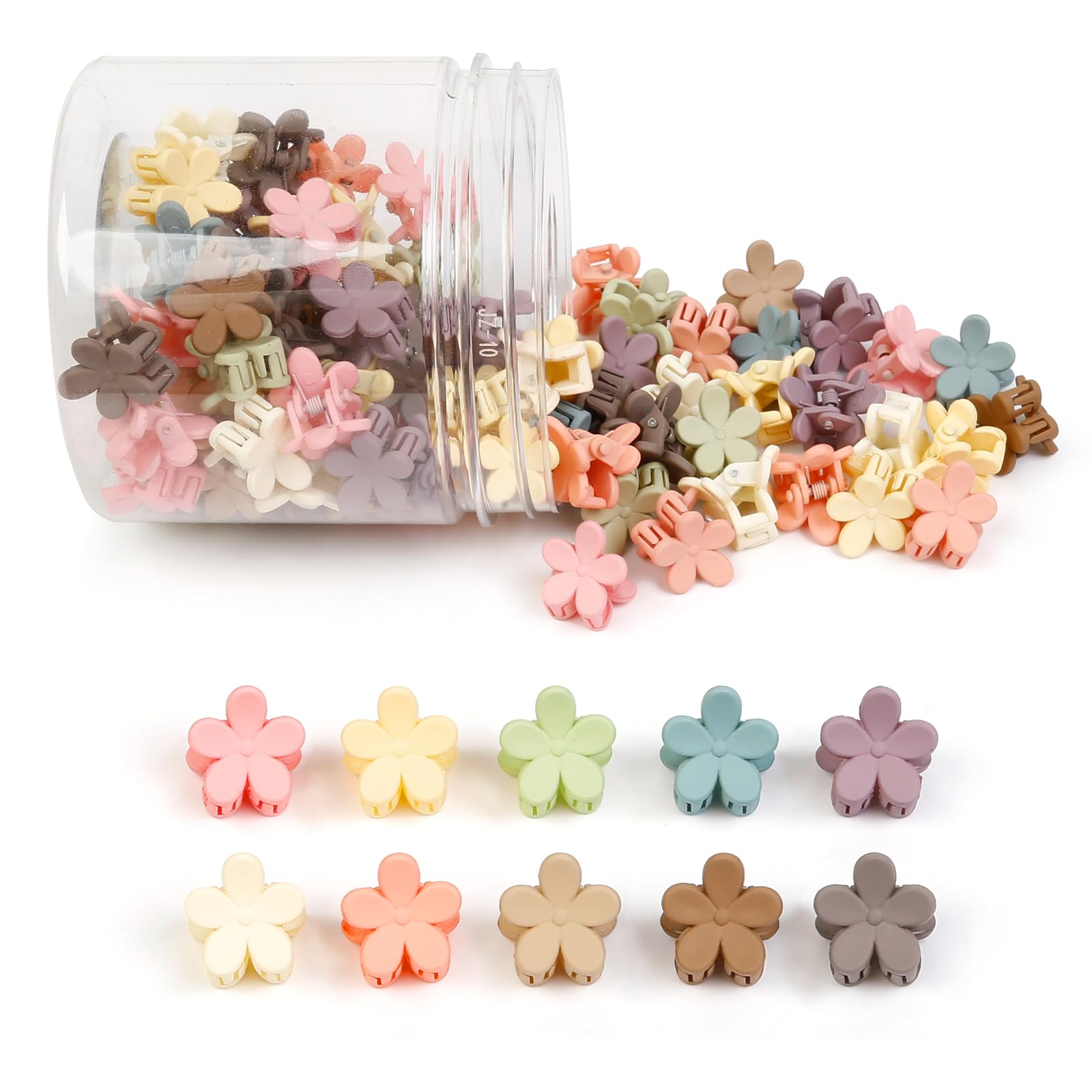 Photo 1 of 100Pcs Colorful Mini Flower Hair Clips, TEBIEKOY Small Hair Clips Mini Claw Clips Cute Jaw Clips Hair Pins Hair Barrettes Hair Accessories for Women Teens