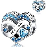 GOINEVA Birthstone Charm for Bracelet Necklace - 925 Sterling Silver Love Heart Happy Birthday Charm - Women's Jewelry Gift