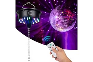 Disco Ball Motor Rotating with Light: Mirror Ball Spinner with Remote Adjustable Speed - Battery Operated Rotating Motor 18 R