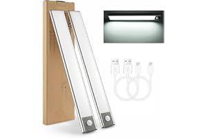 PAKLIGHTING Under Cabinet Lights Motion Sensor 30 LED Rechargeable Closet Lights Wireless 1500mAh Battery TypeC USB Under Counter Lights for Kitchen,Cupboard,Bedroom,Night Light,Wardrobe,Stairs(Cold White)-2Pack