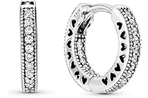 PANDORA Pavé Heart Hoop Earrings - Elegant Earrings for Women - Great Gift for Her - Made with Sterling Silver & Cubic Zirconia