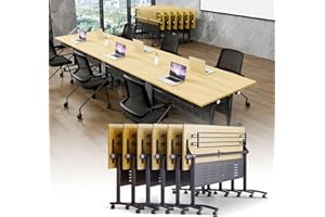 JNMDLAKO Conference Table for 6-12 Person,Folding Conference Table with Wheels,Large Rectangular Meeting Seminar Table,Flip Top Mobile Training Room Tables for Office School Reception (6, 1619y, 55.1in)