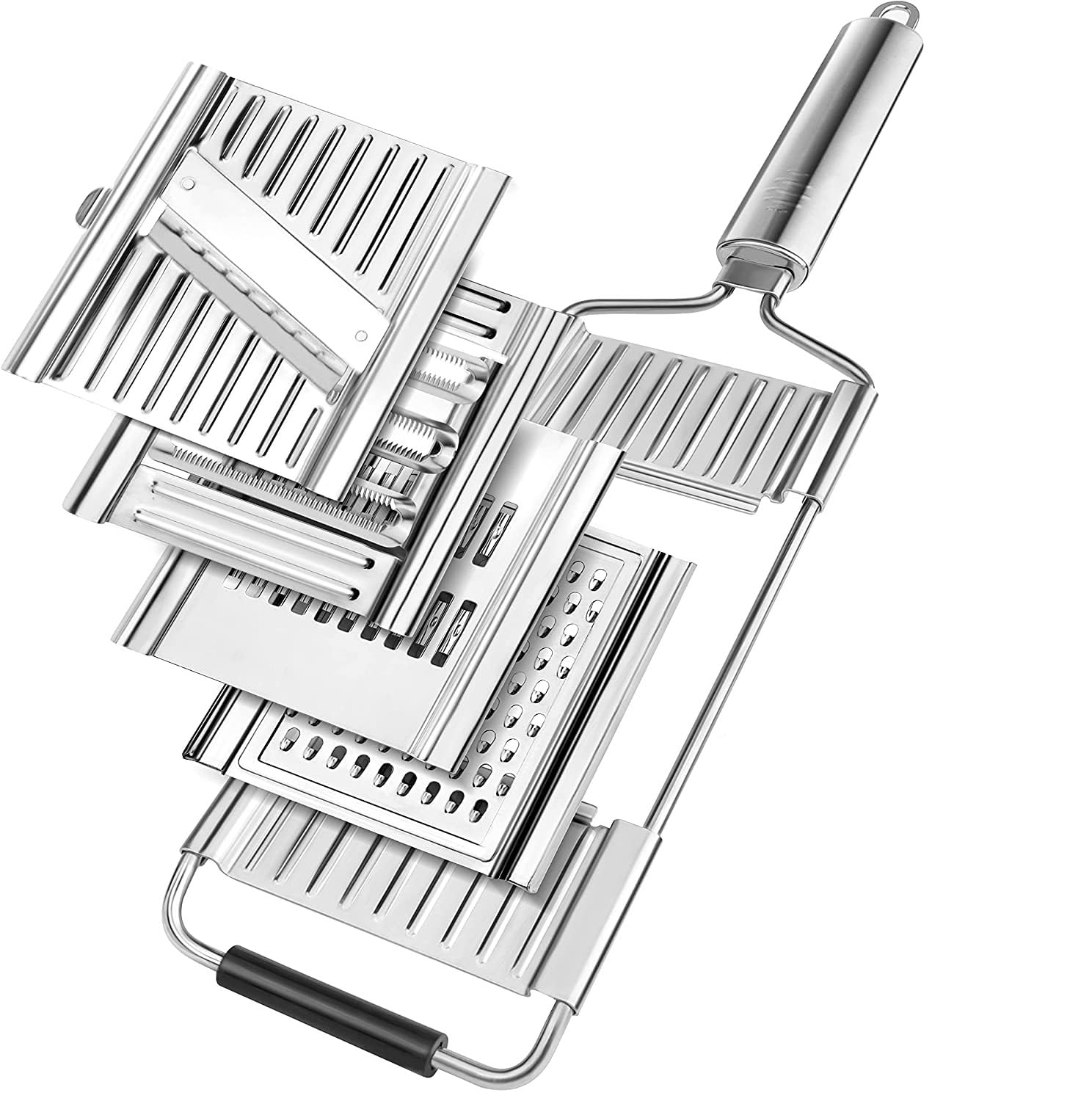 MiHerom 4-in-1 Vegetable Chopper,Adjustable Mandoline Slicer,Handheld Cheese Grater,Lemon Zester,Cabbage Shredder for Parmesan, Citrus, Nutmeg,Chocolate