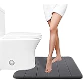 Yimobra Memory Foam Toilet Bath Mat U-Shaped, 24 X 20 Inches,Soft and Comfortable, Super Water Absorption, Non-Slip, Machine Wash and Easier to Dry for Bathroom Commode Contour Rug, Dark Gray