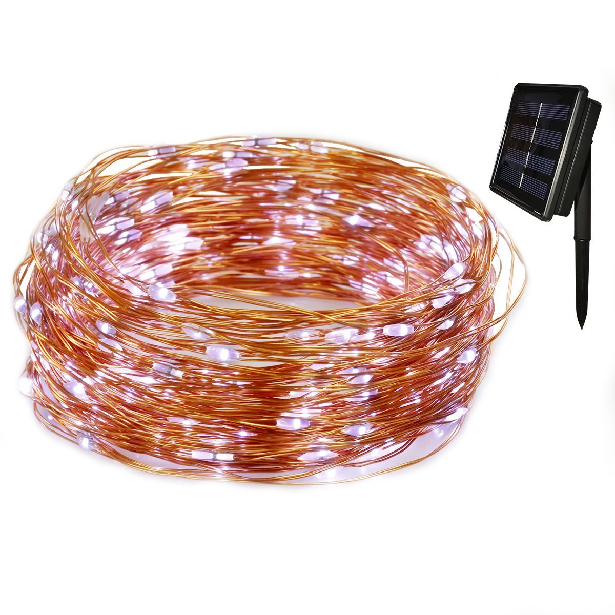 Tuokay Solar Garden Lights 22m 200 LED 8 Twinkling Modes Waterproof Copper Wire Fairy Lights, Decorative Outdoor Lighting Starry String Lights for Gazebo Patio Yard Fence Wedding Ornament (White)