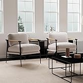 Ya-Home Mid-Century Accent Chair Set of 2, Soft Armchair Chenille Fabric Lounge Chair with Black Metal Legs, Upholstered Leis