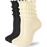 HONGTEYA Ruffle Socks for Women, Cotton Slouchy Scrunch Crew Boot socks | Mid Calf Frilly Socks Size 5-11, Casual Athletic Socks For Sneakers, All Season Gifts For Women