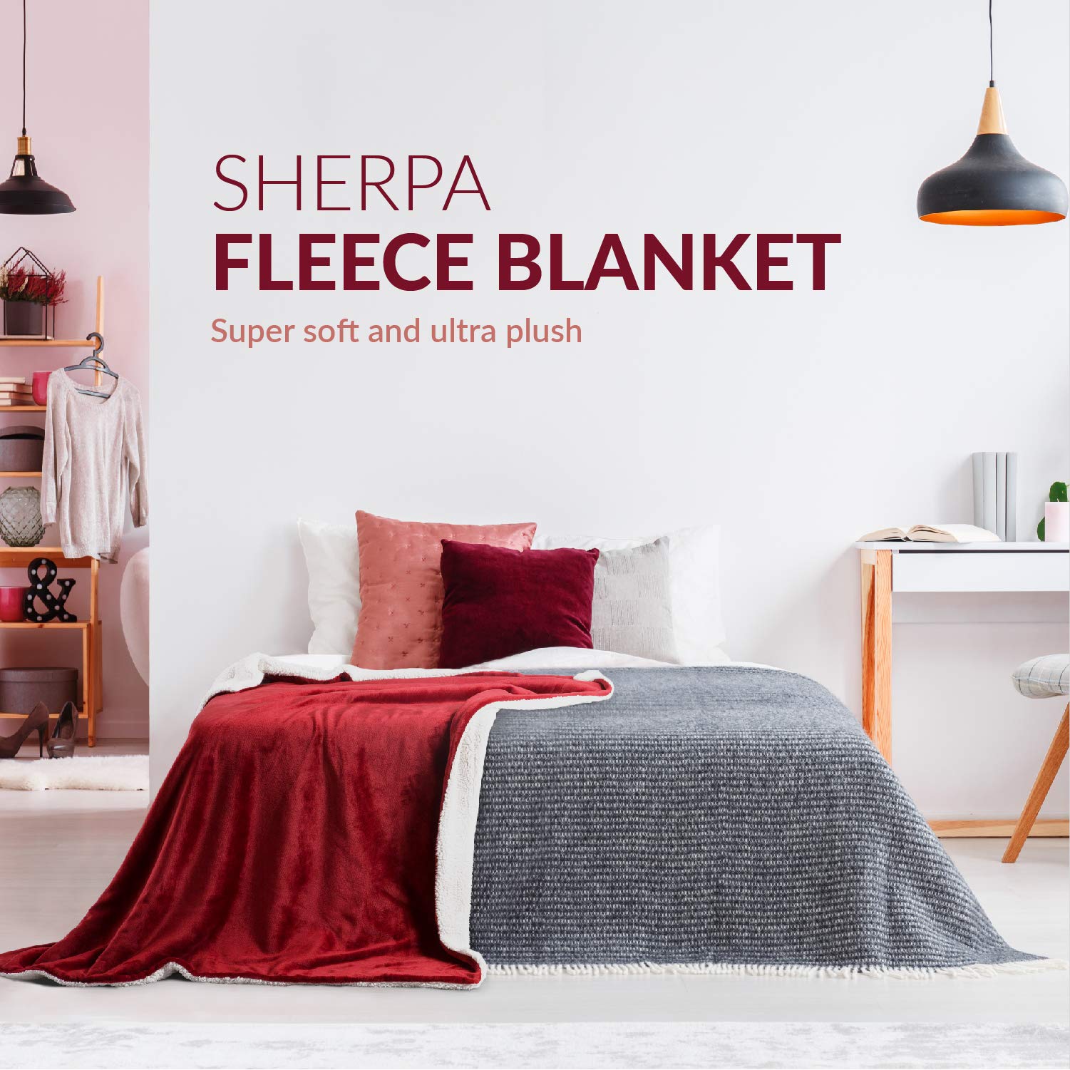 Bedsure Sherpa Fleece Blanket and Throw Rug Twin(60