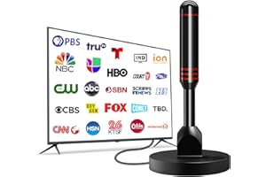 RIDAAFRI Digital TV Antenna Indoor for Smart TV HDTV Television, Strong Magnetic Base and 360° Reception, Support Free Local 4K 1080P Channels Easy Installation with 16FT Coax Cable