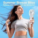 VersionTech Handheld Fan Portable USB Rechargeable 3 Speeds Foldable White view 5