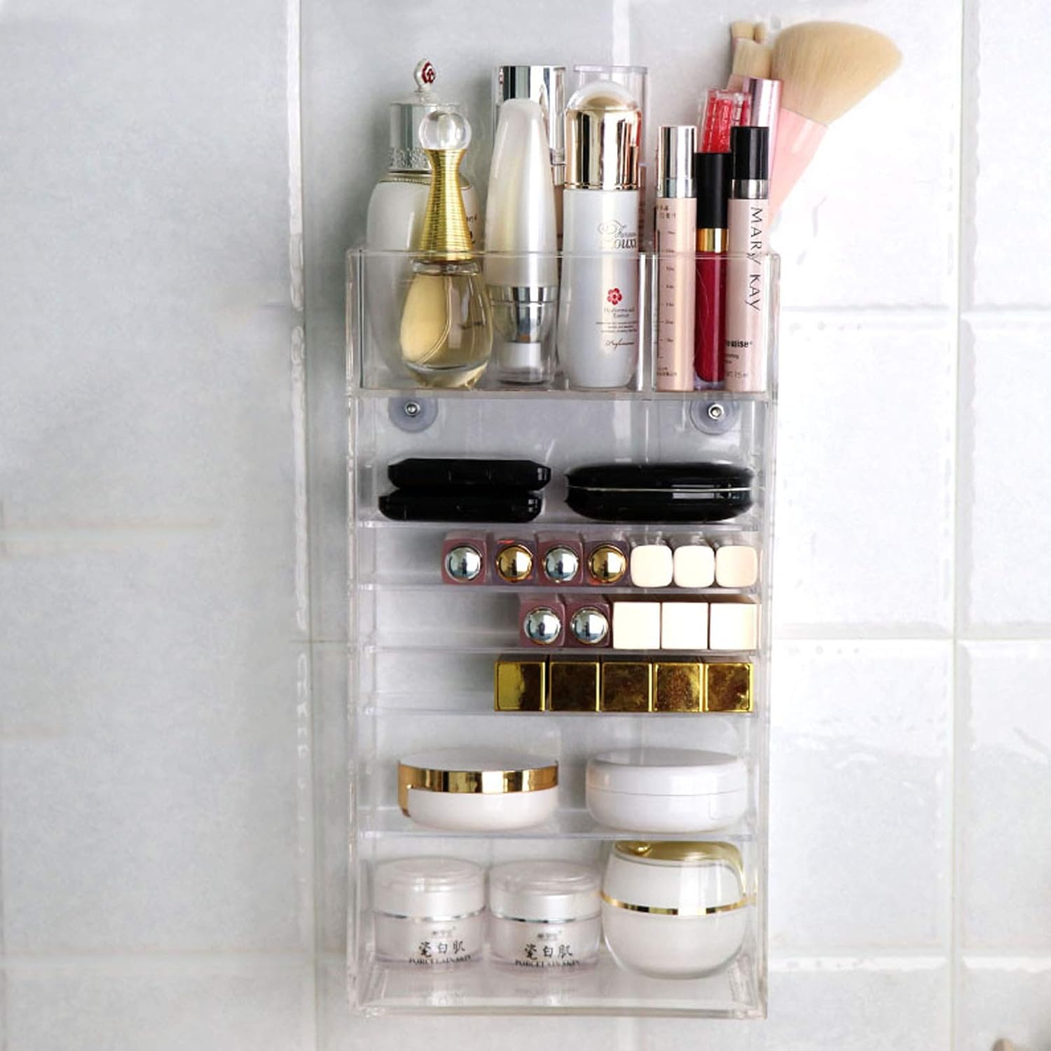 Transparent Cosmetic Storage Box,Wallmounted Makeup Organizer Bathroom