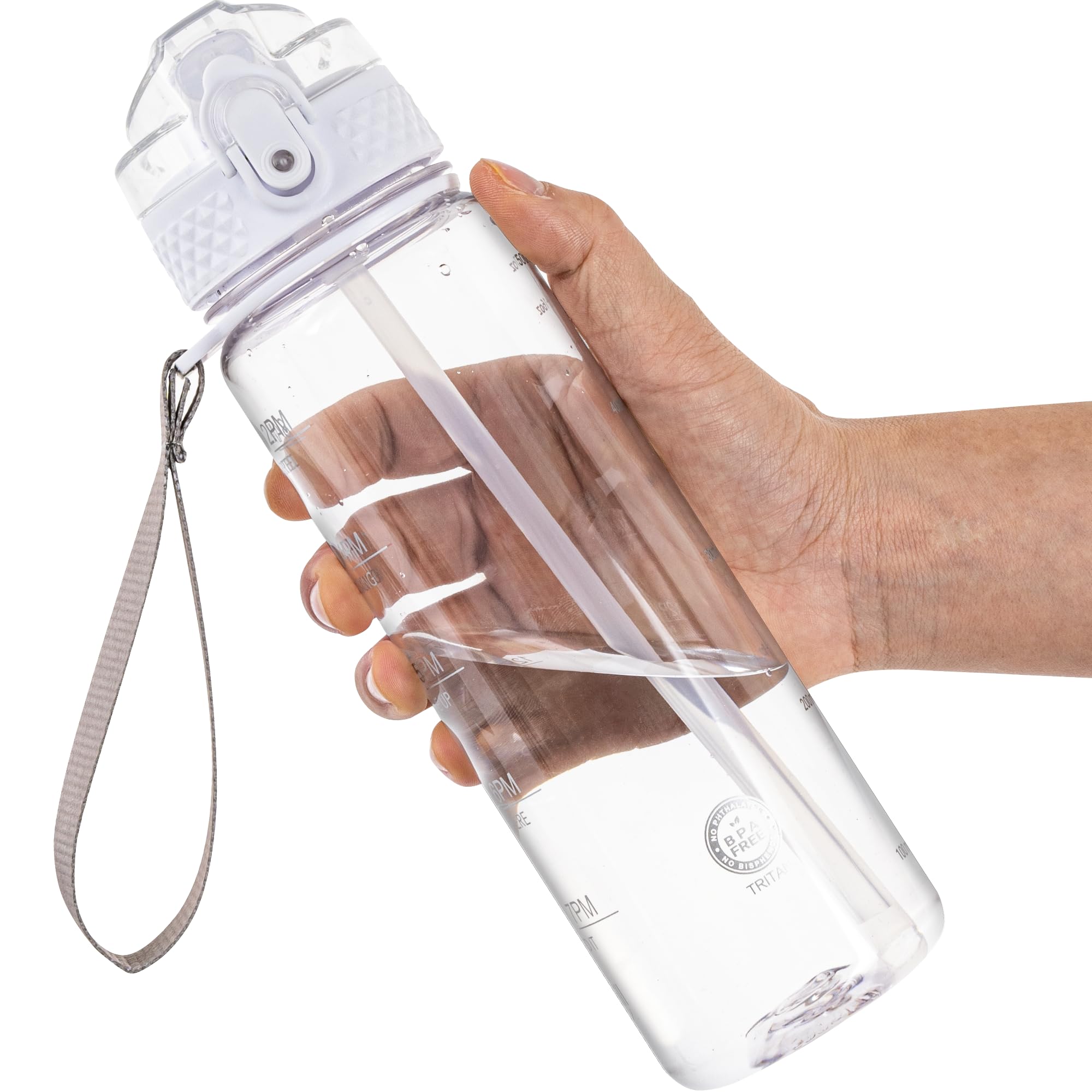 Photo 1 of OLDLEY 17oz Kids Water Bottle for School - Motivational With Silicone Straw, Leak-Proof Tritan BPA-Free, Reusable for Girls Boys, Clear