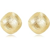 14K Gold Earrings Brushed Large Stud Earrings Statement Hypoallergenic Trendy Jewelry Valentines Day Gifts for Women