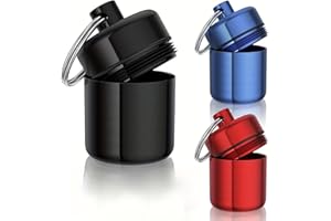 Portable Waterproof Storage Box with Keychain and Safety Cover, Used for Drug Supplements, Durable Metal Pill Storage, Suitab