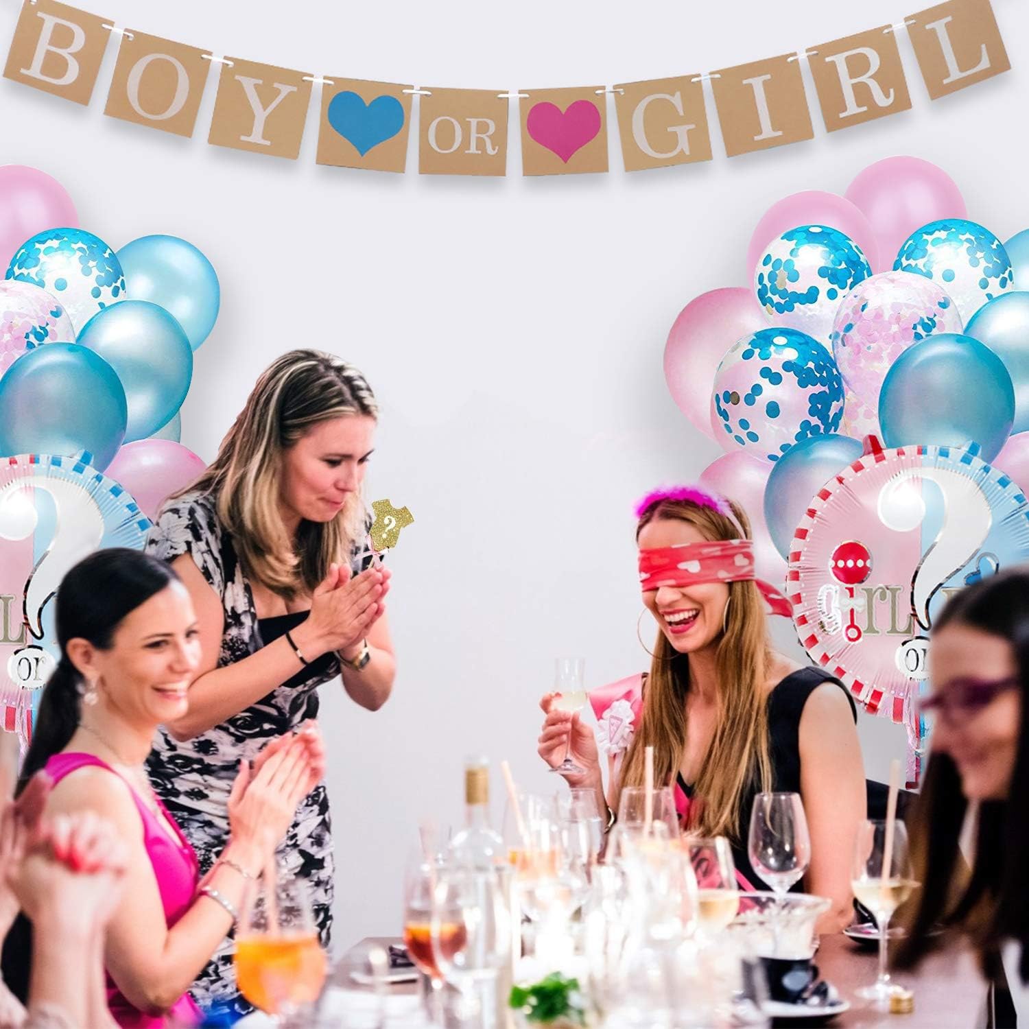 Dsaren 102 Piezas Gender Reveal Party Fiesta Para Sexo Del Bebe Decoracion Con Banner Nino O Nina Globo Rosado Azul Confeti Photo Booth Cupcake Toppers Baby Shower Costura Y Manualidades Hogar Y