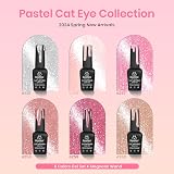 Beetles Gel Polish Jelly Cat Eye Glitter Pink Nude Beige Set with Magnet view 2