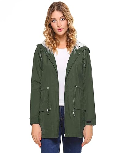iClosam Damen Regenmantel Wasserdichte Leichte mit Kapuze Tasche Outwear