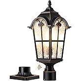 EDISHINE Large Size Dusk to Dawn Outdoor Post Light, 21.9'' H 120V Pole Light Fixture with Pier Mount Base, Waterproof Exteri