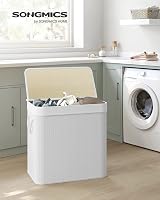 SONGMICS LCB091W01 150 L Laundry Basket with 3 Sorting Compartments Bamboo Lid view 6