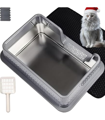 thumbnail image 2 of VehiGo EXtra Large Metal Cat Litter BoX, Stainless Steel Durable Litter Pan For Large Or Multiple Cats, Kitty Litter BoX With Smooth Surface And Easy 2 of 11