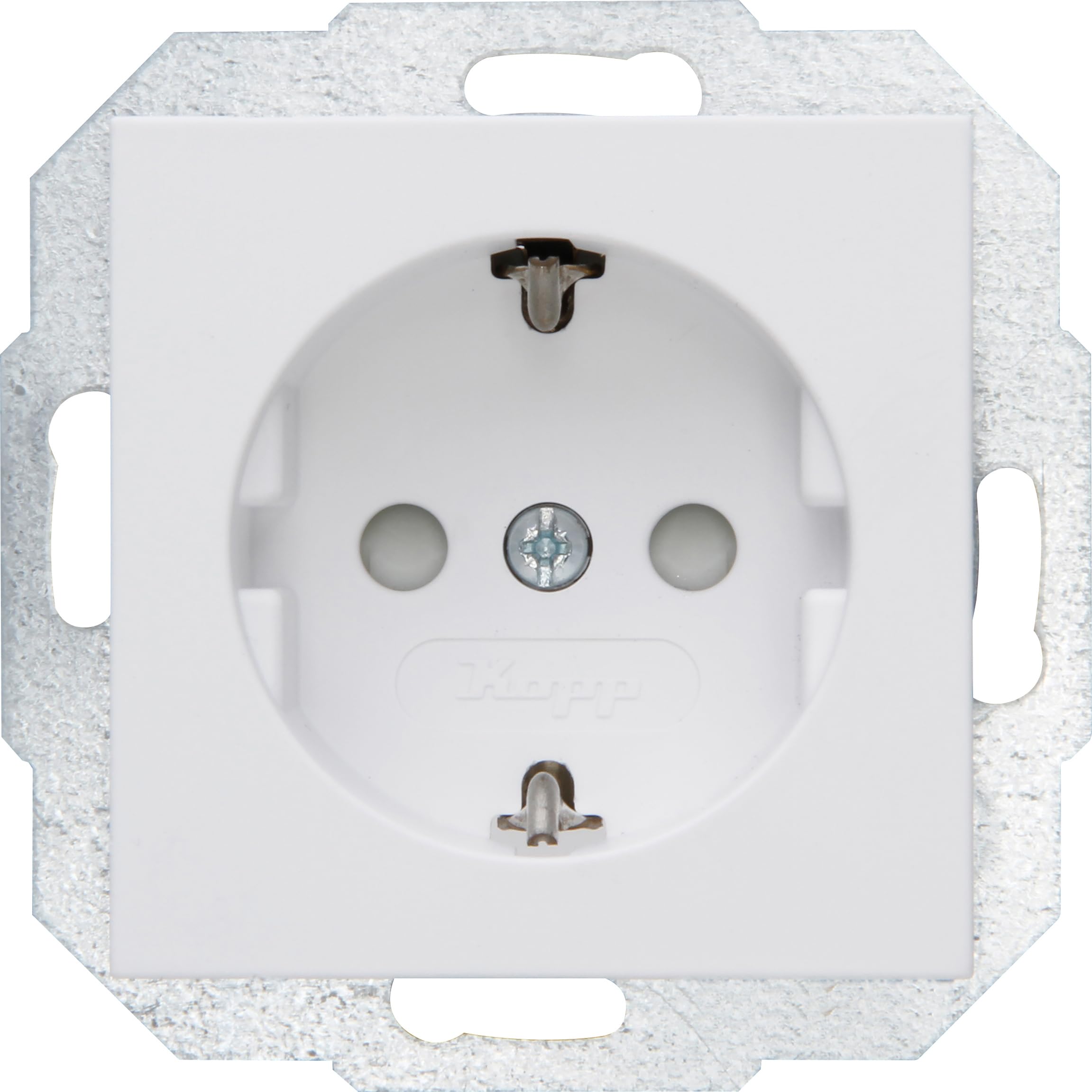 Kopp Athenis 940032084 Protective Contact Socket, 1-Way with Touch Protection, 16 A, 250 V~, IP20, Arctic White, Matte Surface