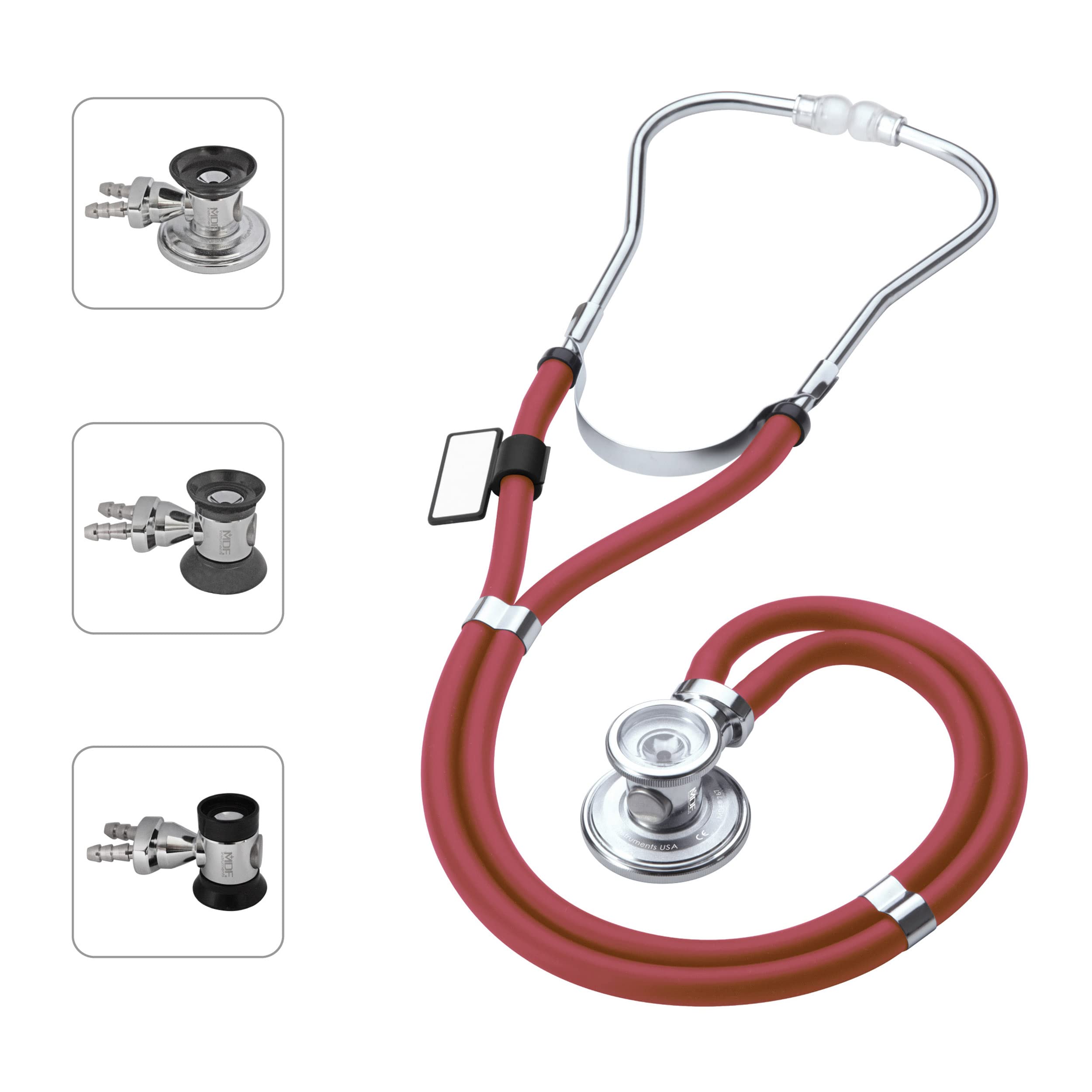 MDF Instruments, SpragueRappaport Dual Head Stethoscope with Adult, Pediatric, and Infant Convertible chestpiece, Burgundy (Napa) Tube, MDF767-17