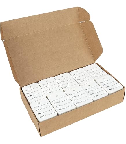 Red Merchandise Tags - Size #8 (2-7/8" X 1-3/4"), Scalloped Edge, Hole (No String) - Box Of 1000 - View #3