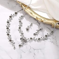 BriLove Women's Wedding Jewelry Set Leaf Cluster