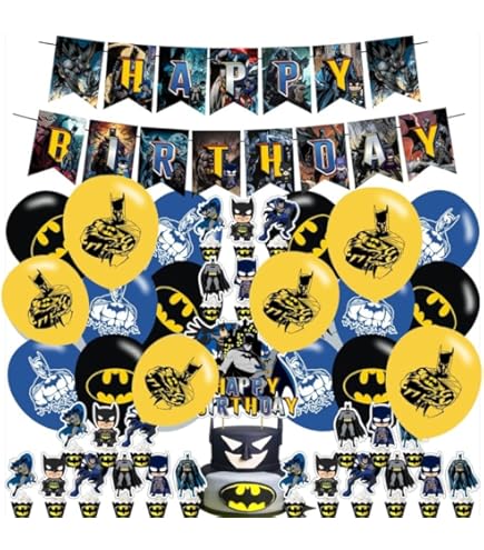 Batman Birthday Party Decorations Bundle - 5.25ft Banner & Scene Setter Backdrop