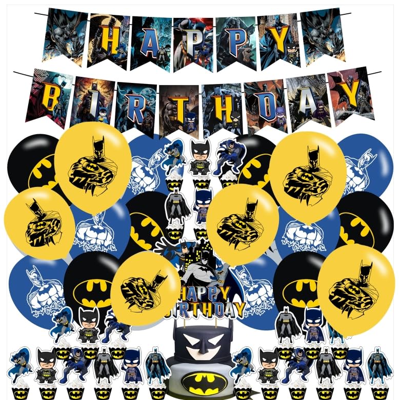 Photo 1 of ?????? Party Decorations,Birthday Supplies For ?????? Includes Banner Cake Topper 12 Cupcake Toppers 18 Balloons for Bat Hero Party Decorations